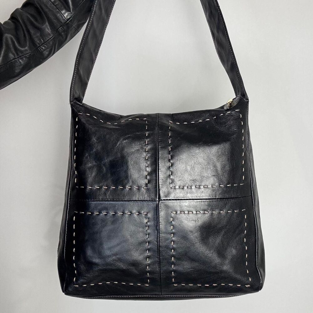 Maxx New York vintage 90s y2k black patchwork leather shoulder bag